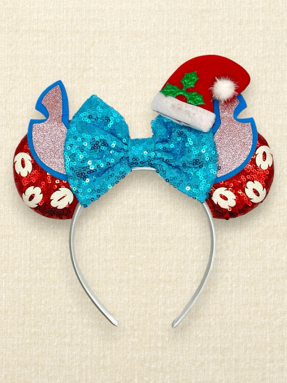 Santa Stitch Minnie Ears | Disney-Inspired Christmas Mouse Ears